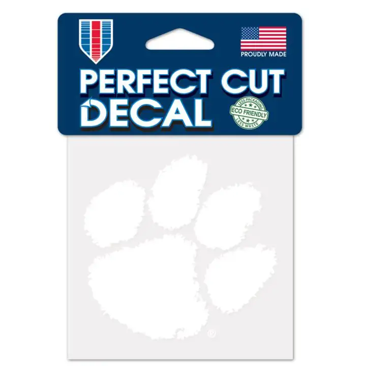 Autocollant découpé 4x4 Clemson Tigers - Blanc