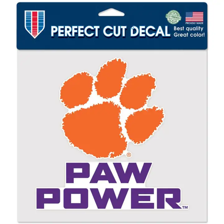 Autocollant découpé au pochoir des Clemson Tigers 8x8 - Couleur ast