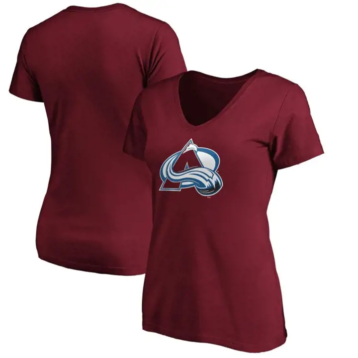 AVALANCHE LNH T-shirt col en V à manches courtes avec logo principal femme bordeaux