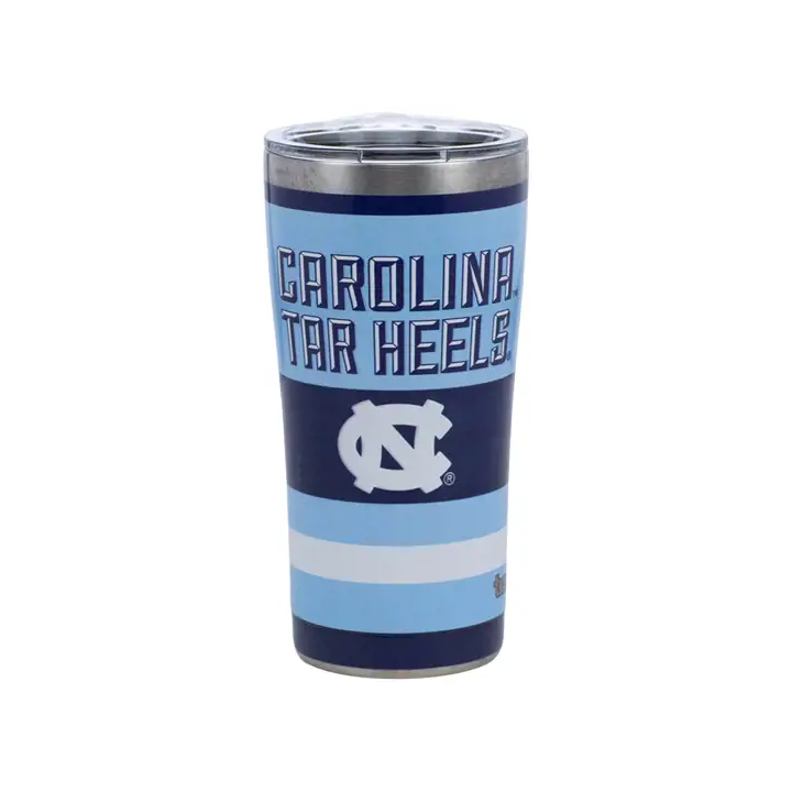 Gourde en acier inoxydable de 590 ml (20 oz) North Carolina Tar Heels, logo imprimé en gras, NCAA