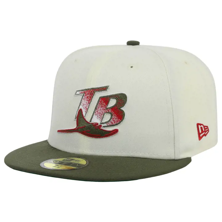 Casquette 59FIFTY MLB Dirty Martini des Tampa Bay Rays, ivoire/olive/vert