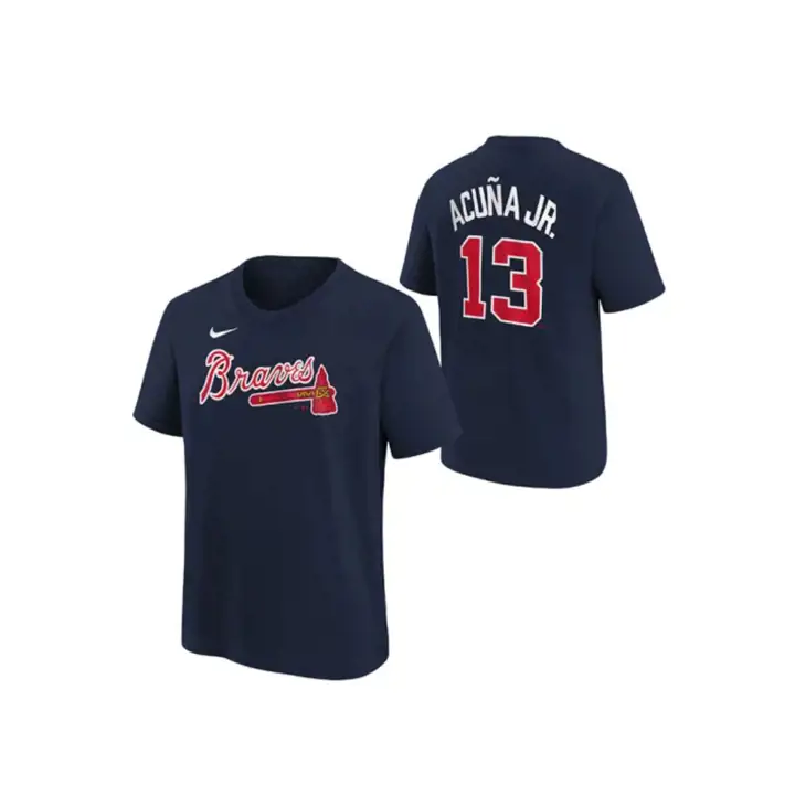 T-shirt joueur MLB Atlanta Braves pour enfant N&N Ronald Acuna marine