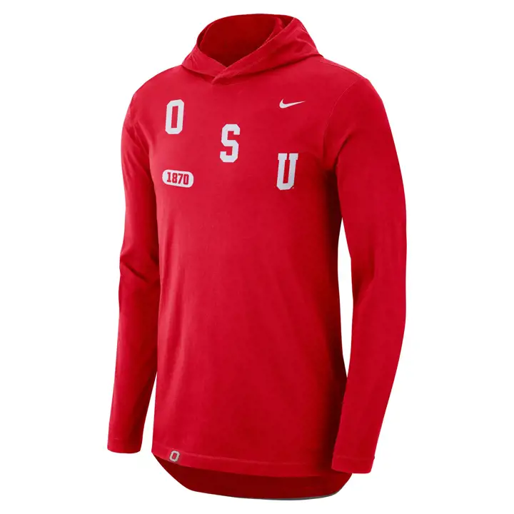 OHIO STATE BUCKEYES NCAA Drifit Vault Hooded LS T-Shirt 23 R