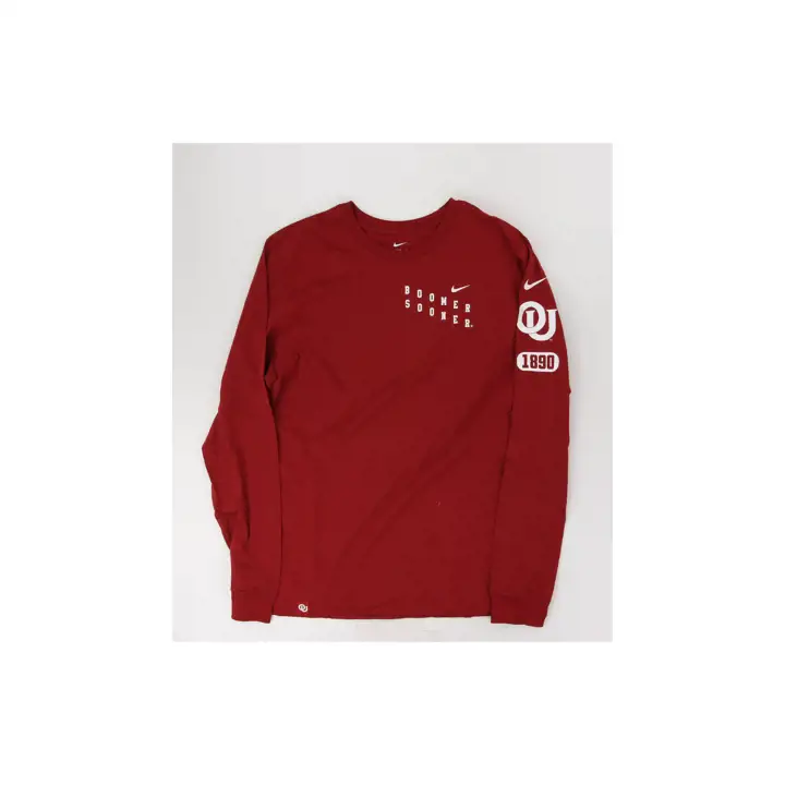 OKLAHOMA SOONERS NCAA Logo Répété à la Poutre Manches Longues T-Shirt 23 CRIM
