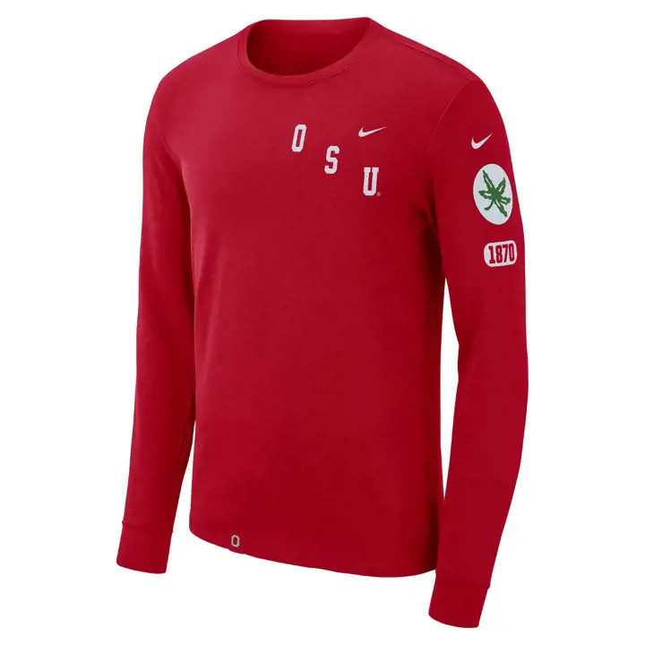 OHIO STATE BUCKEYES NCAA Vault Repeat Logo LS T-Shirt 23 RED
