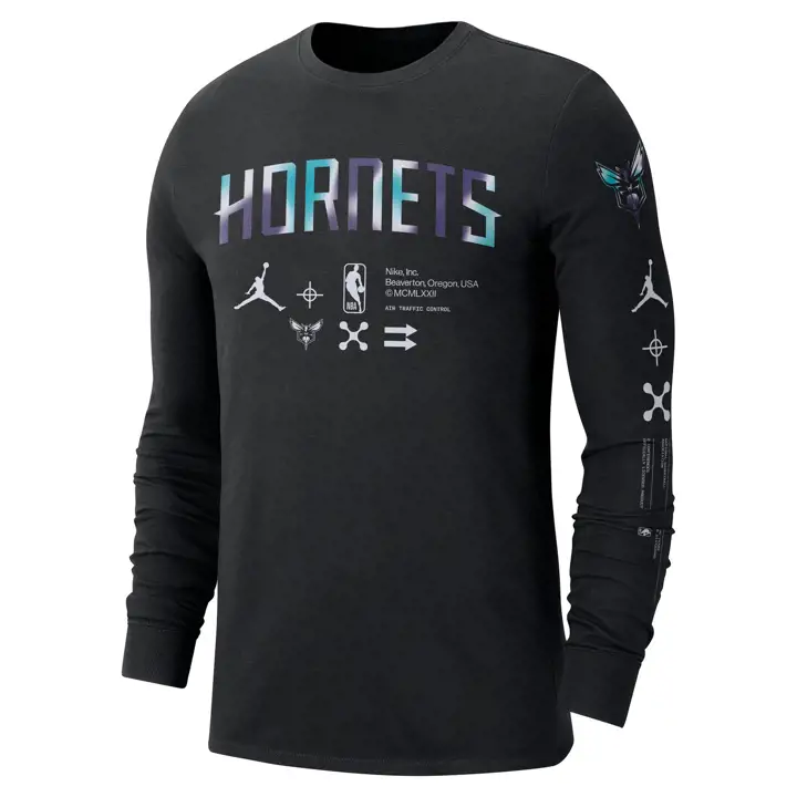 T-Shirt NBA ATC ES EXP LS Noir Charlotte Hornets