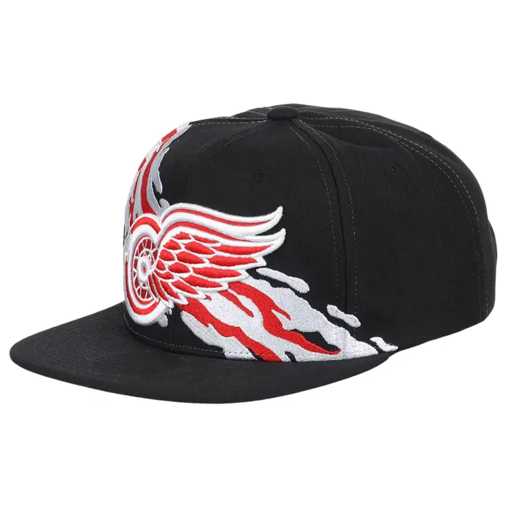 Casquette Noire Red Wings NHL Vintage Paintbrush à Visière Plate