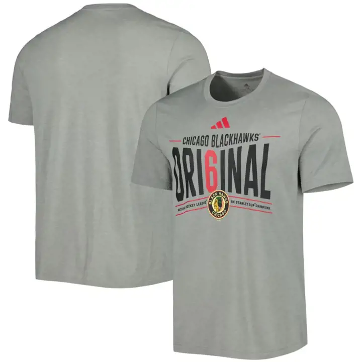 T-shirt Chicago Blackhawks LNH ADI Original 6 en mélange de coton-polyester anthracite