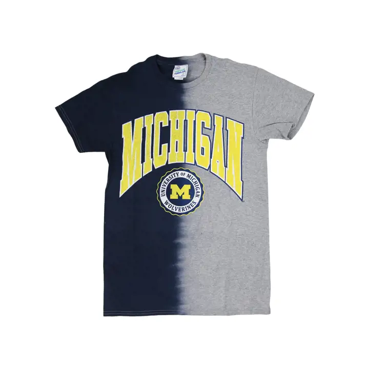 T-shirt tubulaire vintage Michigan Wolverines bicolore