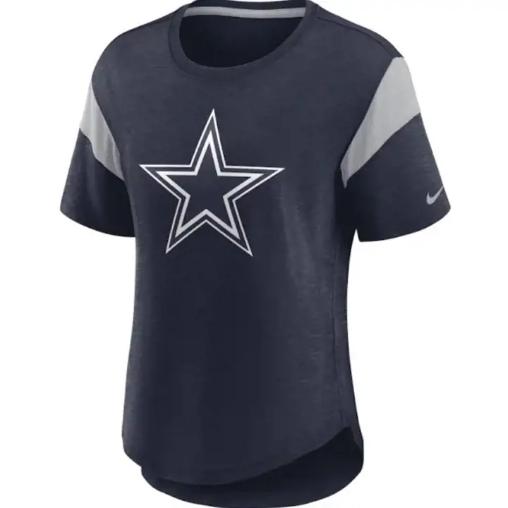 T-shirt mode avec logo principal des Cowboys de Dallas NFL pour femme 22, marine