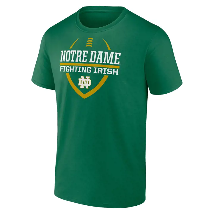 T-shirt vert avec icône de football américain Notre Dame Fighting Irish 2F NCAA