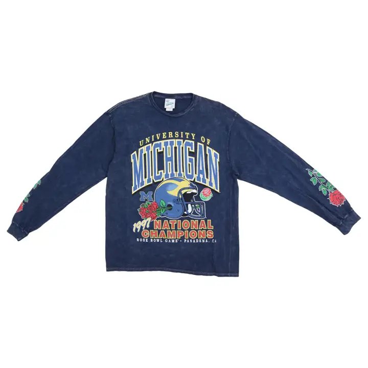 T-shirt MI Wolverines vintage tubulaire NCAA pour femme manches longues à bascule