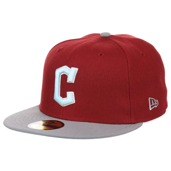 Casquette 59FIFTY MLB Brick House des Cleveland Guardians, rouge/gris/bleu ciel
