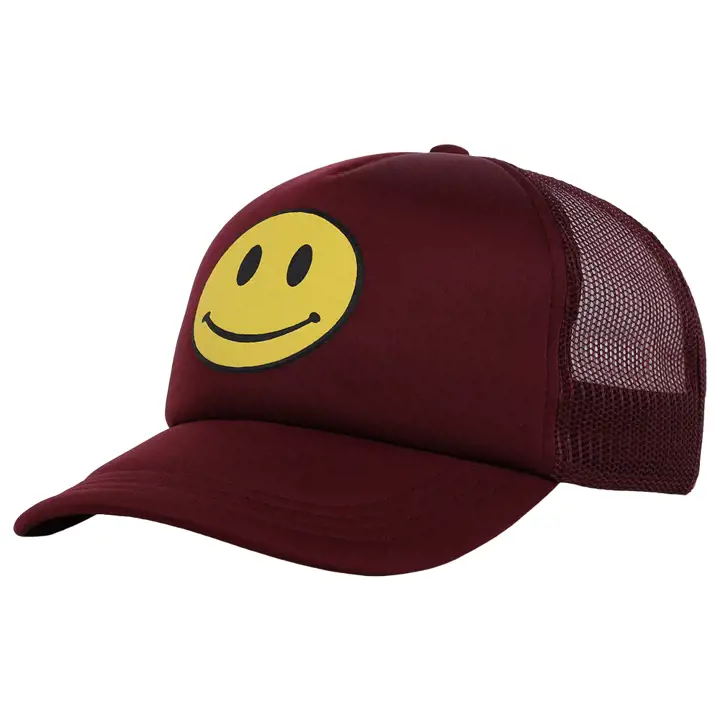 Couronnes ordinaires Pop Culture Casquette filet mousse bordeaux/jaune Smiley