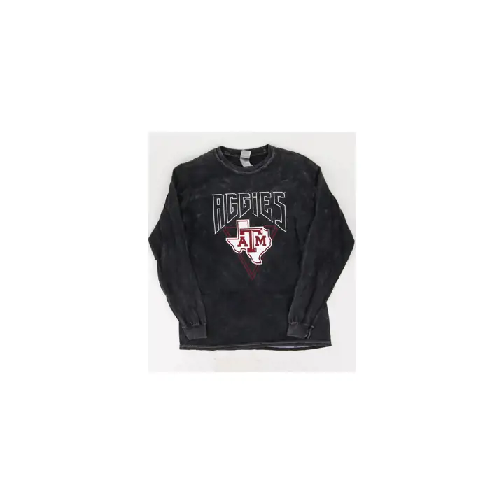 T-shirt ample à manches longues femme lavé aux minéraux NCAA Texas A&M Aggies noir
