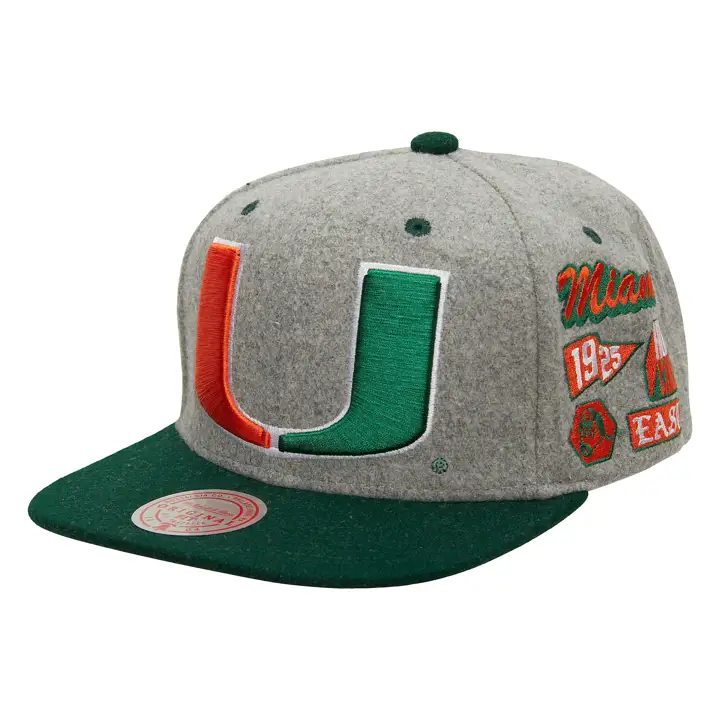 Casquette snapback Miami Hurricanes NCAA Melton Patch grise