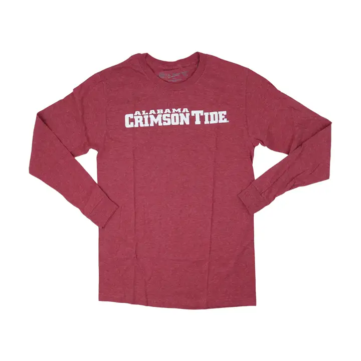 T-shirt Alabama Crimson Tide NCAA pigment teint à manches longues cramoisi