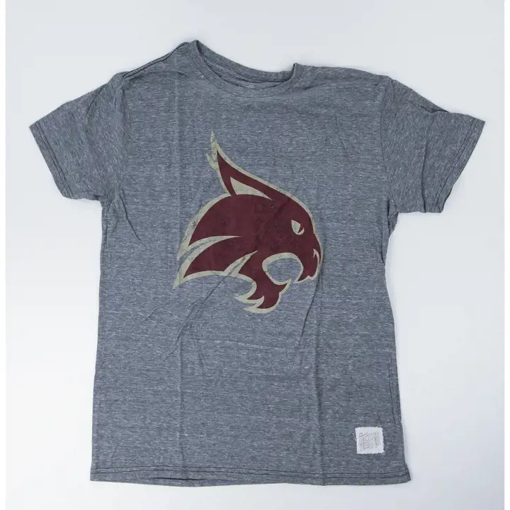 T-shirt Texas State NCAA, grand logo, saut, gris