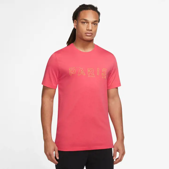 T-Shirt Paris Saint-Germain Équipe du club Manches Courtes rouge/jaune