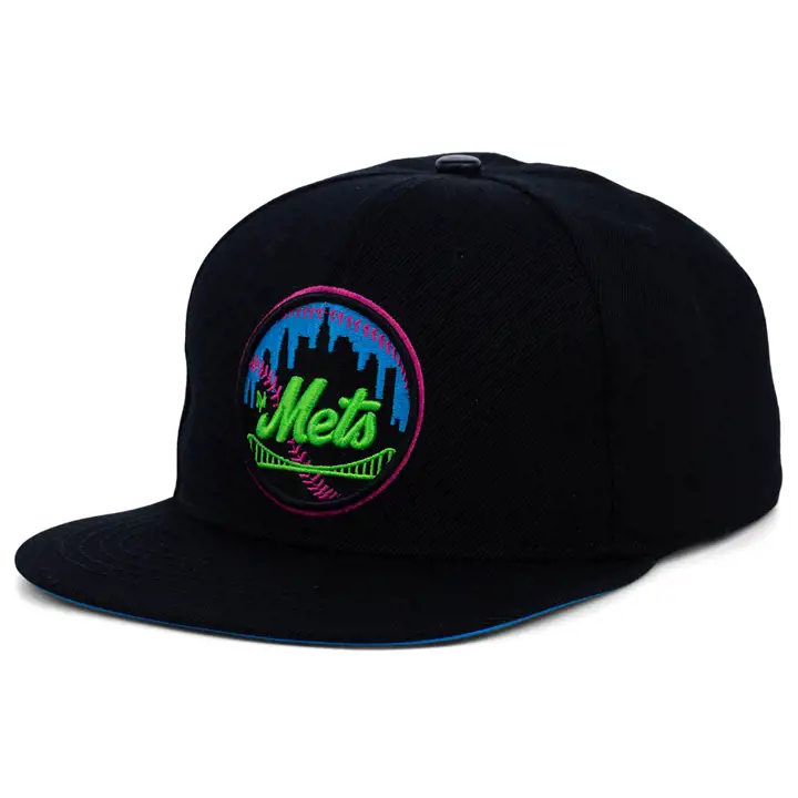 Casquette New York Mets MLB Blacklight Snapback noire/noire/bleue