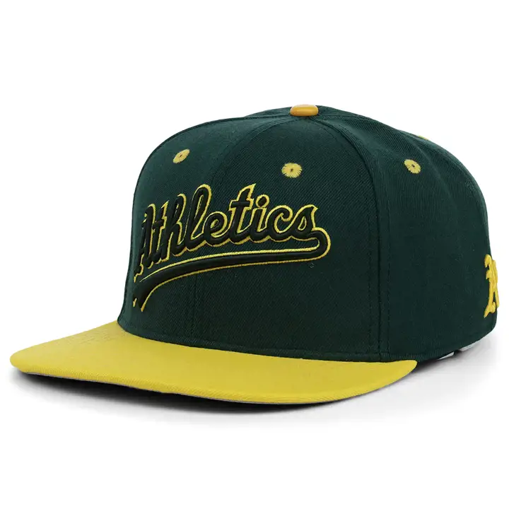 Casquette snapback Oakland Athletics MLB Wordmark vert foncé/jaune/gris