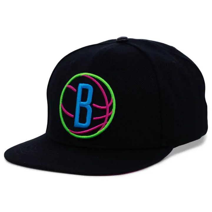 Casquette snapback Brooklyn Nets NBA Blacklight noire/noire/bleue