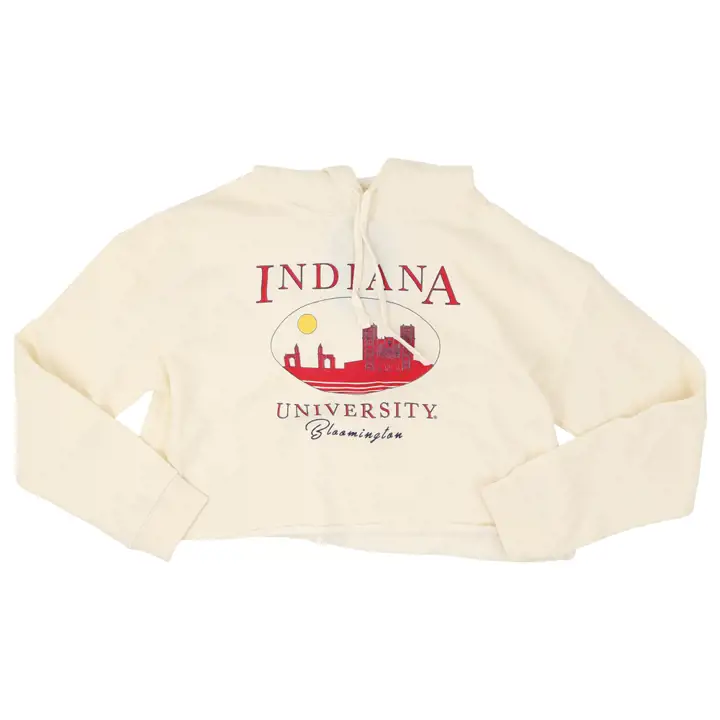Sweat à capuche court Skyline NCAA pour femme Indiana Hoosiers CRÈME