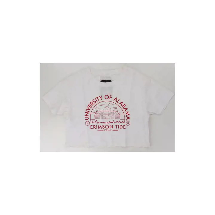 T-shirt court « Skyline » femme NCAA Alabama Crimson Tide – Blanc