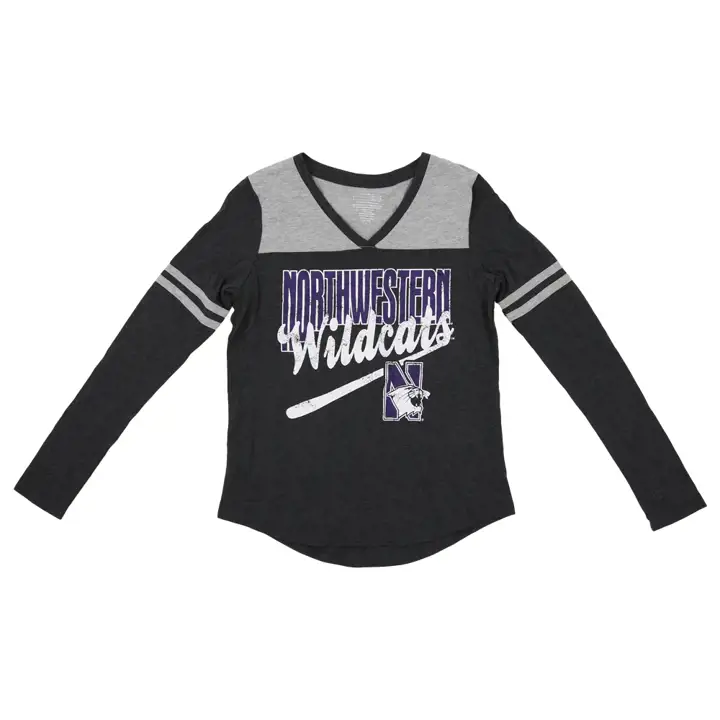T-shirt à manches longues Heritage NCAA Northwestern Wildcats Femme - Noir