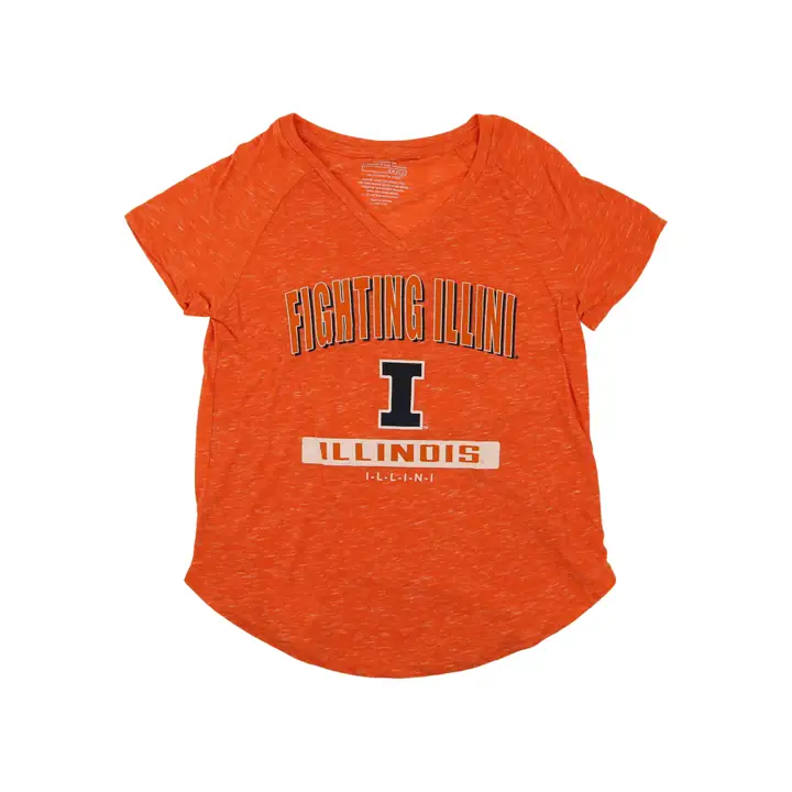 T-shirt à col en V Illinois Fighting Illini NCAA pour femme, motif moucheté