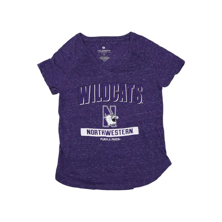 T-shirt ras-du-cou pour femme Wildcats de Northwestern NCAA à motif moucheté