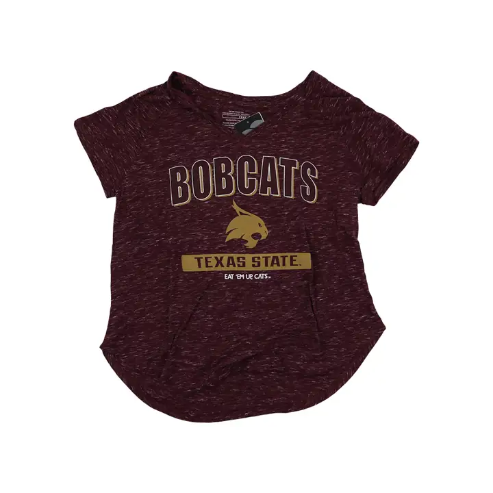 Texas State NCAA Women's Speckle V-Neck T-Shirt MAR