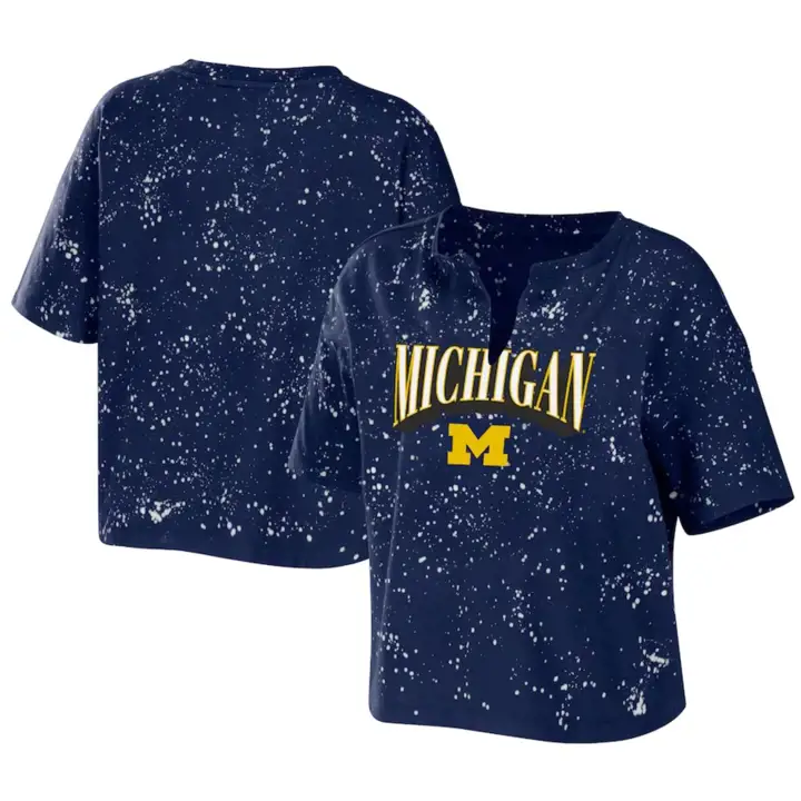 T-shirt femme Michigan Wolverines NCAA Bleach Splatter 22 marine
