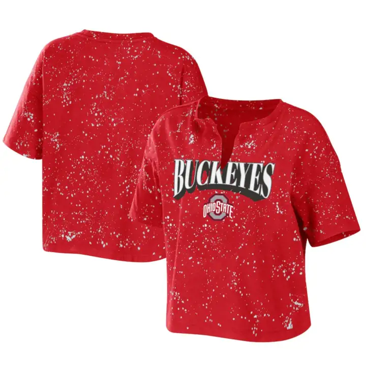 T-shirt Femme Ohio State Buckeyes NCAA Style Tie-Dye (effet éclaboussures de javel) 22 Scar