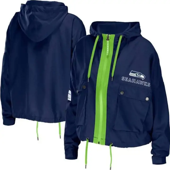 Veste coupe-vent pour femme NFL Seattle Seahawks 22 BLEU MARINE