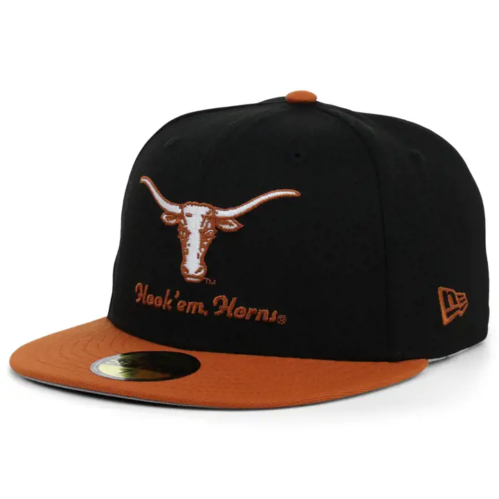 Texas Longhorns NCAA Anniv. Écusson latéral ajusté NOIR/ORANGE