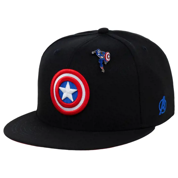 Captain America Marvel Noir avec UV Coupe Ajustée N/R