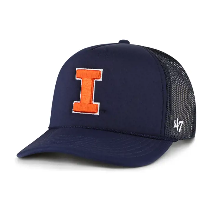 Casquette de camionneur Illinois Fighting Illini NCAA en mousse avant MARINE/BLANC