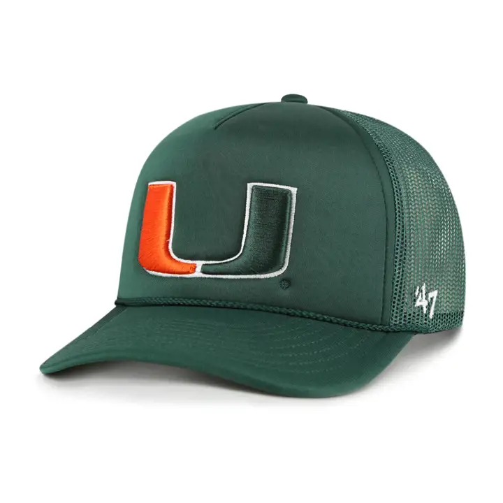Casquette de camionneur en mousse Miami Hurricanes NCAA vert foncé/blanc