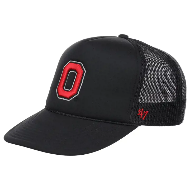 Casquette trucker noire et blanche Ohio State Buckeyes NCAA en mousse frontale