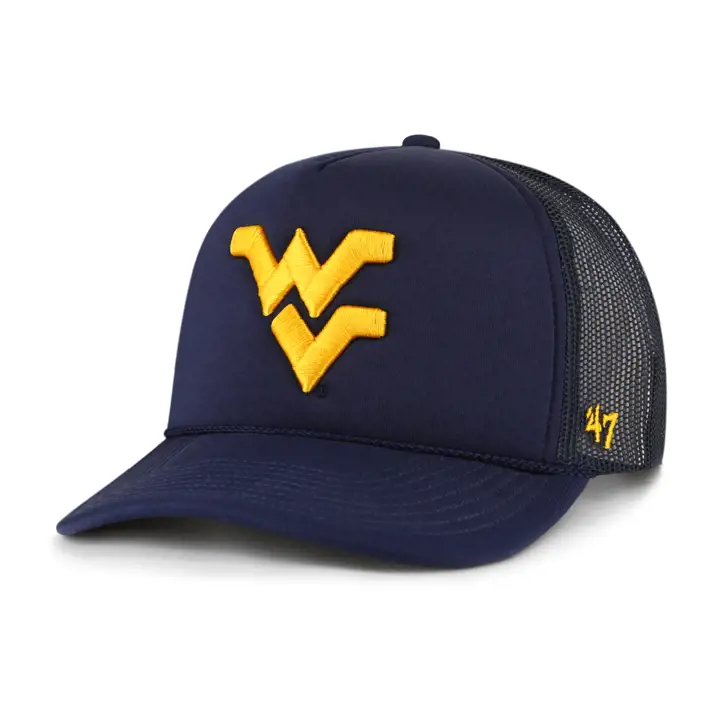 Casquette de camionneur en mousse West Virginia Mountaineers NCAA Bleu marine/Blanc