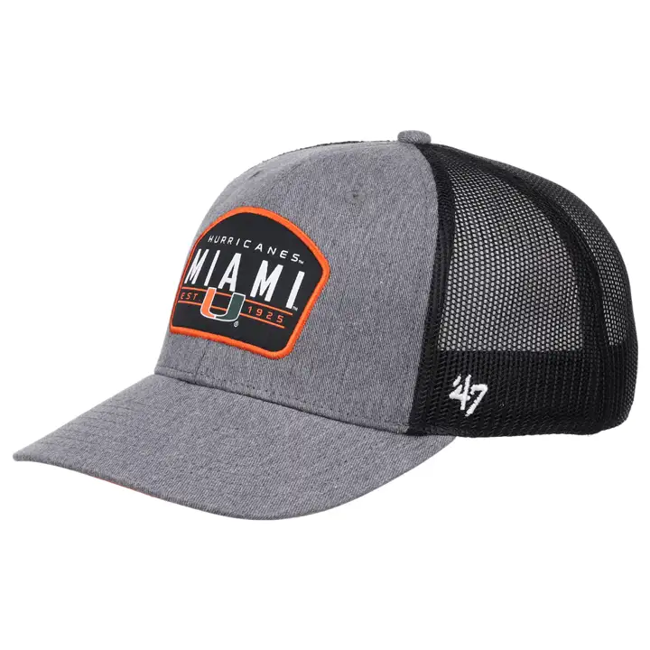 Casquette Trucker Miami Hurricanes NCAA Ardoise/Noire