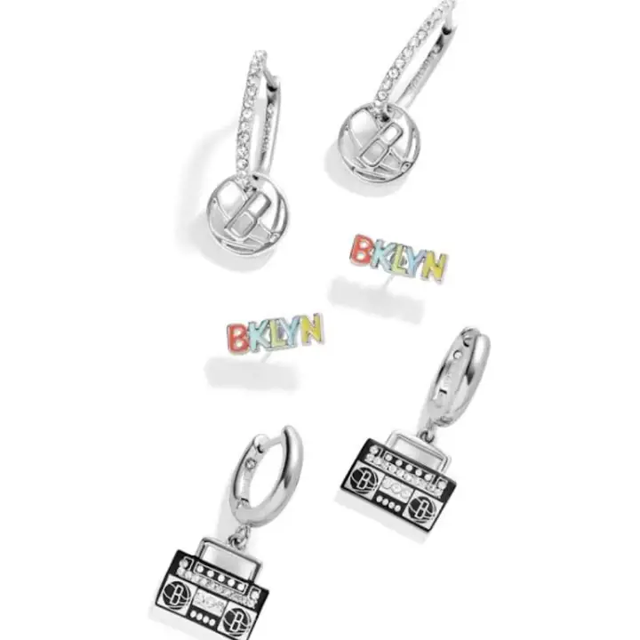 Boucles d'oreilles BROOKLYN NETS noir/argent