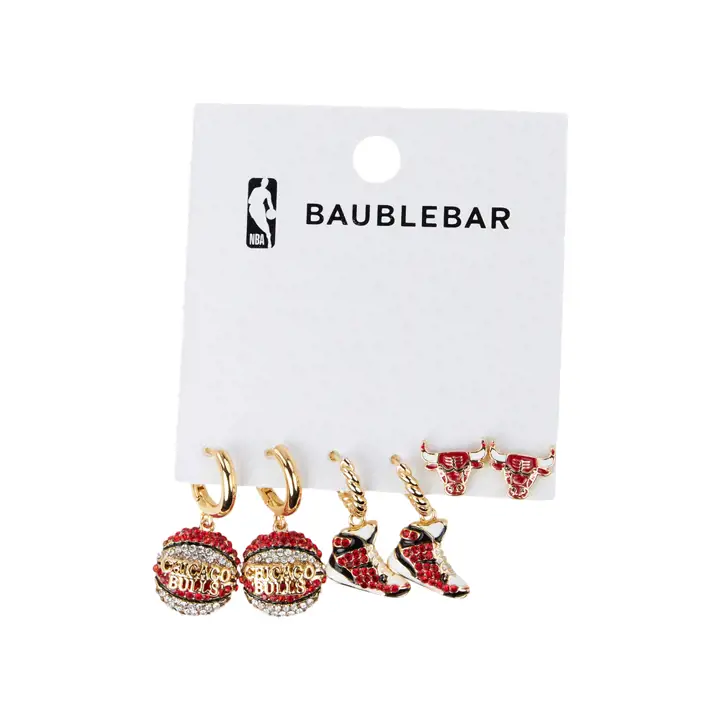 CHICAGO BULLS Set de boucles d'oreilles rouges