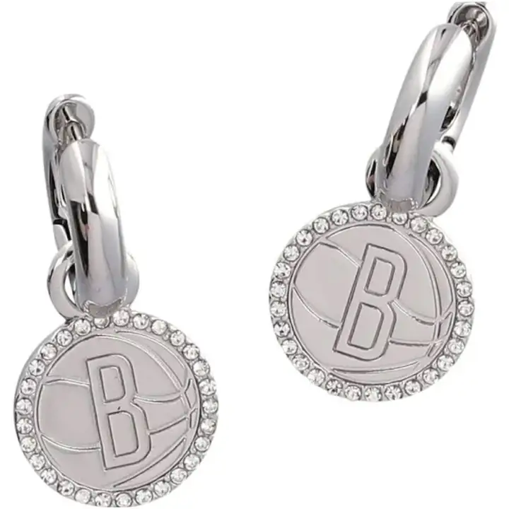Boucles d'oreilles créoles Brooklyn Nets en argent