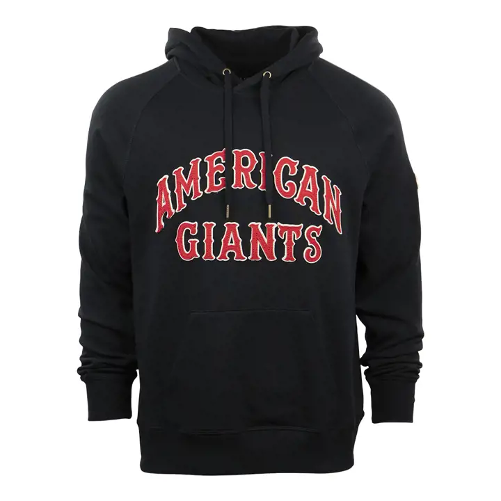 Chicago American Giants, molleton bouclette, lettrage cursif, capuchon, noir