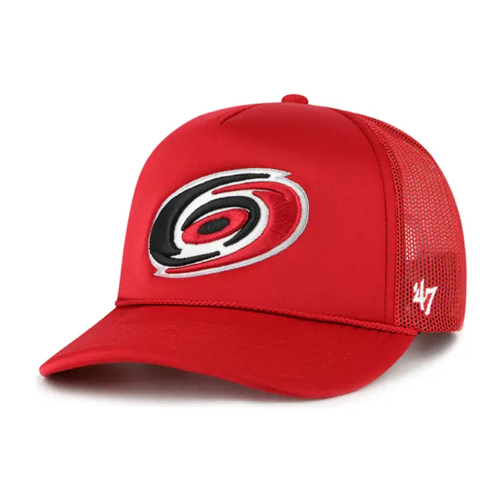 Casquette filet de routier avant en mousse des Hurricanes de la Caroline de la LNH ROUGE