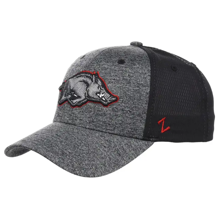 Casquette ajustée Squabble Flex NCAA des Razorbacks de l'Arkansas, gris chiné/noir