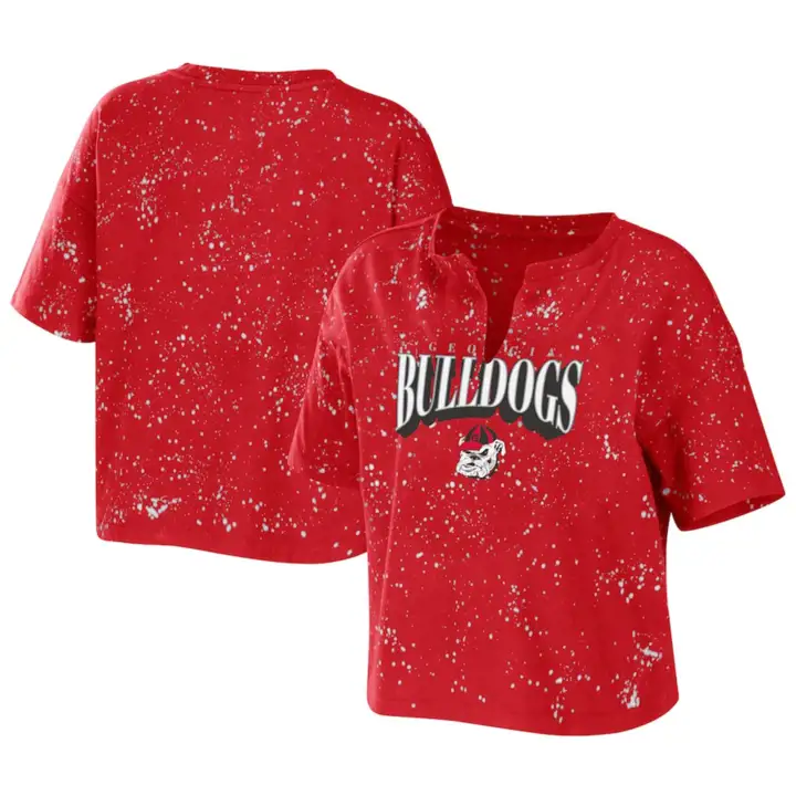 T-shirt Femme NCAA Georgia Bulldogs Bleach Splatter 22 ROUGE