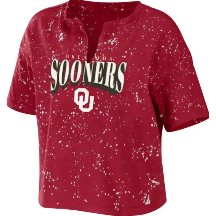 T-shirt Femme Oklahoma Sooners NCAA effet éclaboussures d'eau de Javel 22 CRIM